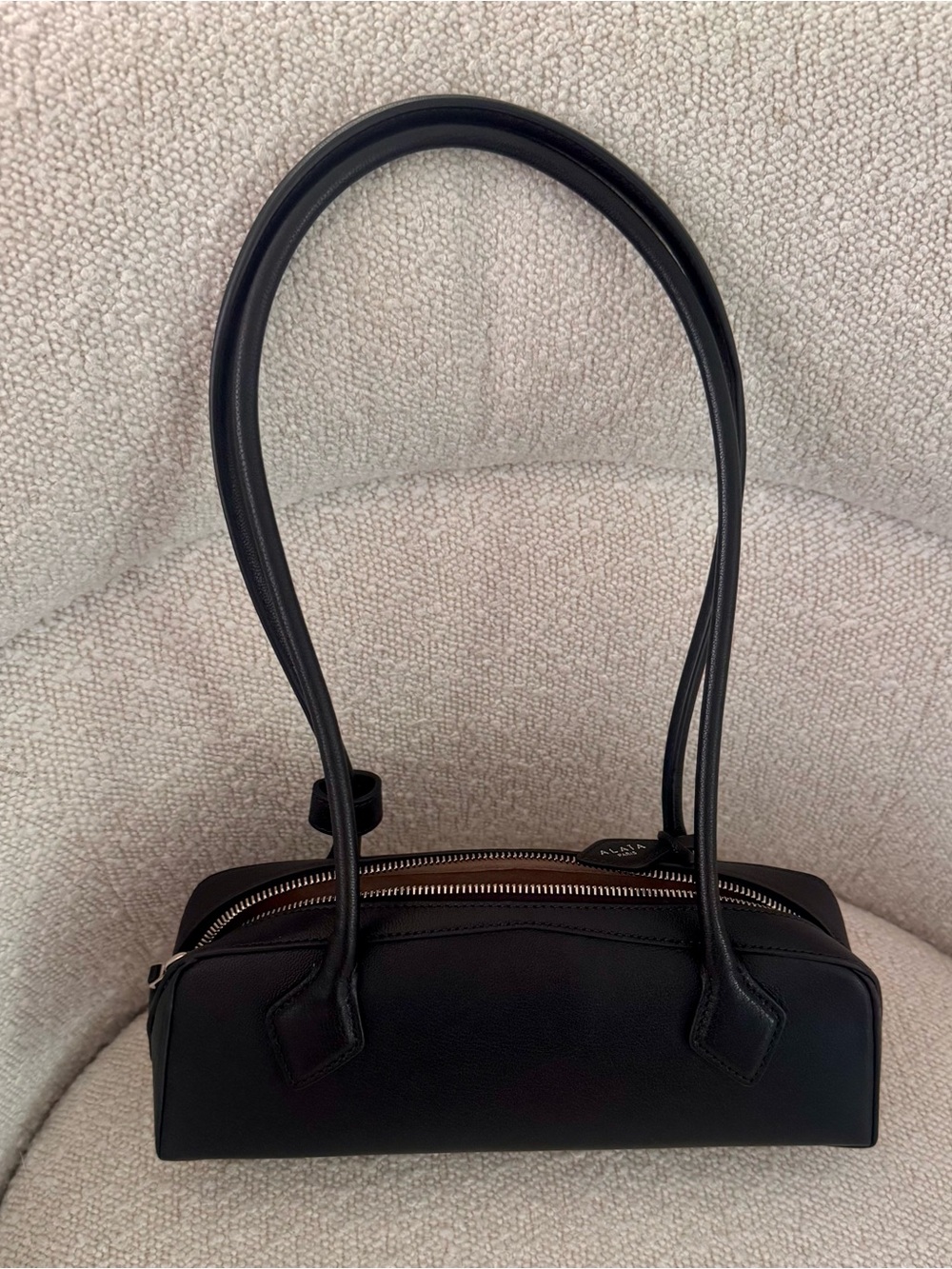 Alaïa Black Leather Shoulder Bag with Silver Hardware - Picture 10 of 13